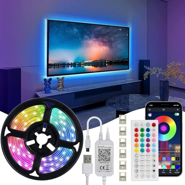 شريط LED متعدد الألوان – تحكم عن بعد وتطبيق هاتف