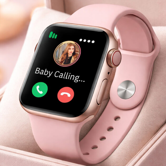 ساعة ذكية وردية عصرية بشاشة لمس