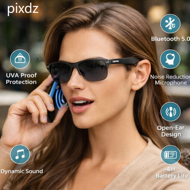 Lenovo Smart Glasses Élégance et technologie -نظارات ذكية بلوتوث