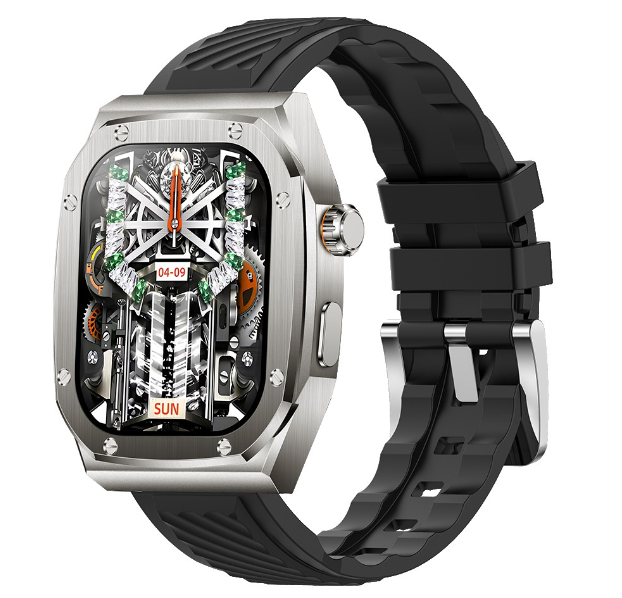 ساعة ذكية بشاشة كبيرة مع سوار معدني + سيليكون - الصورة 2