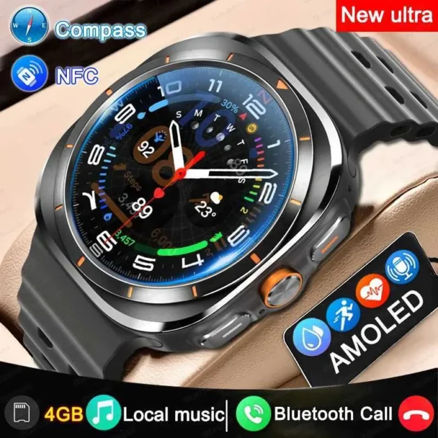 ساعة ذكية بشاشة AMOLED عالية الدقة مع 3 أساور