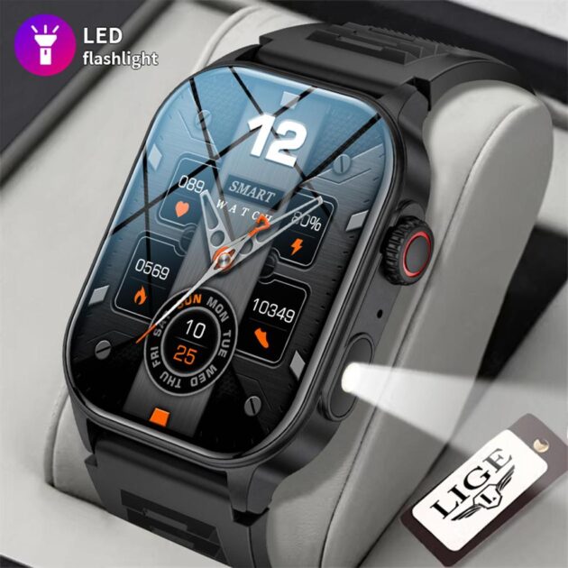 ساعة LIGE الذكية بإضاءة LED ومكالمات Bluetooth