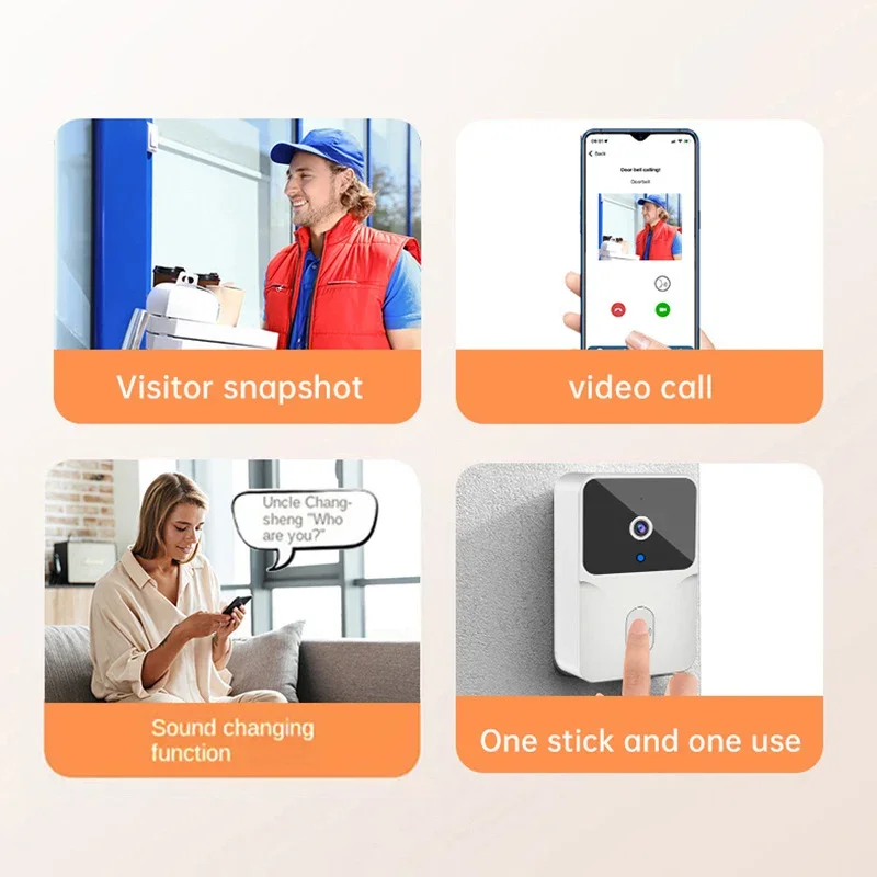 جرس باب لاسلكي WiFi مع كاميرا HD ومراقبة عن بعد عبر الهاتف - الصورة 8