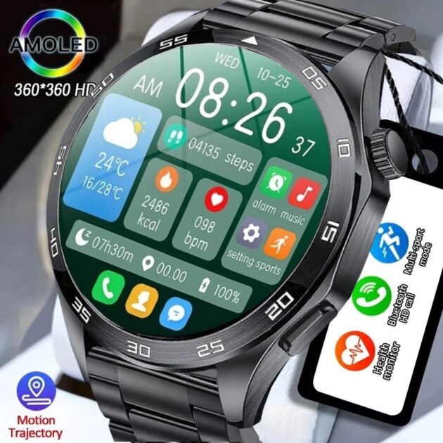 ساعة ذكية gt6 بشاشة AMOLED  وبطارية تدوم طويلاً