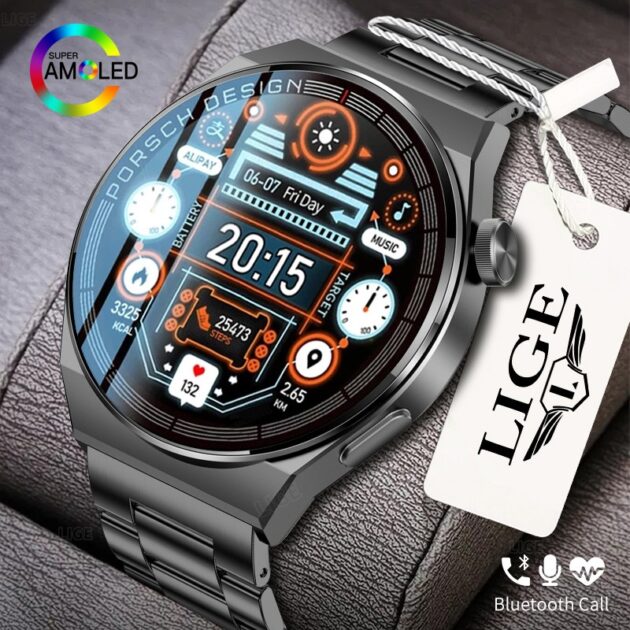 LIGE  AMOLED – Luxe, Élégance et Technologie avec 3 Bracelets