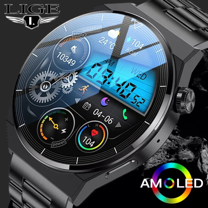 LIGE AMOLED – Luxe, Élégance et Technologie avec 3 Bracelets - الصورة 4